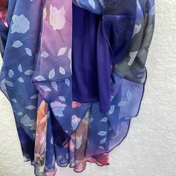 DONNA KARAN Sleeveless Dress Women's 8 Purple Floral Evening  Midi Asymmetrical - Picture 4 of 15